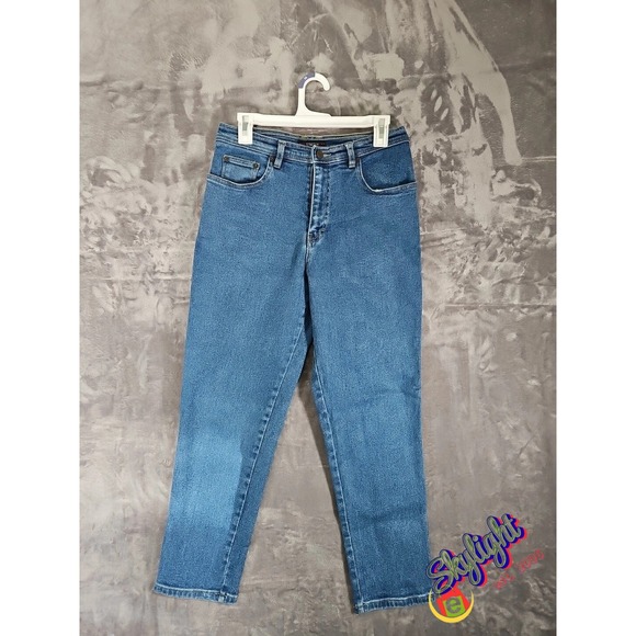 bill blass Denim - Bill Blass Women Blue Vtg High Waisted Mom Jeans Petite Medium Tapered Leg Sz 8